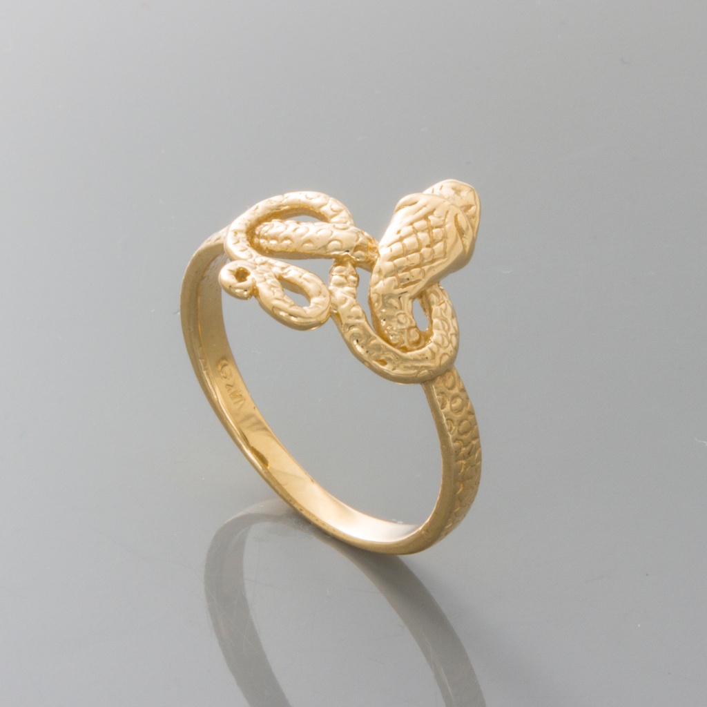 14k Yellow Gold Authentic Fine Jewelry Snake Ring (Size 7) Resizable